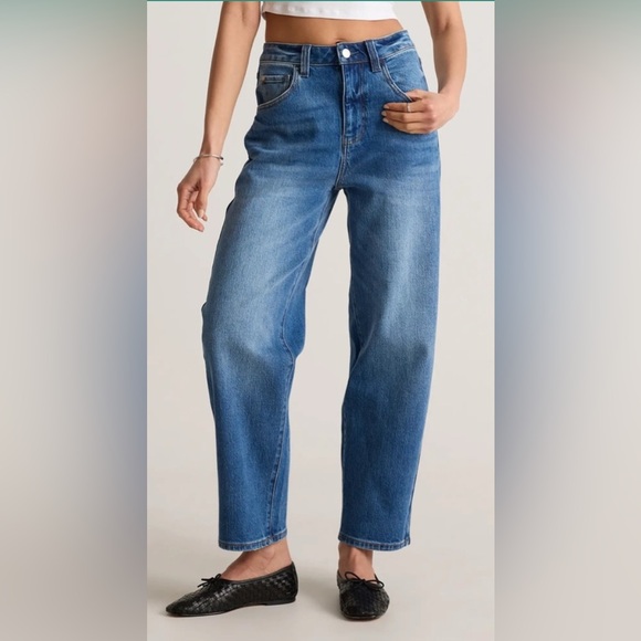 Quince Denim - Quince Bella Stretch Barrel Jeans Size 27 in Atlantic Blue